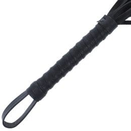 DARKNESS - BLACK BONDAGE WHIP WITH LEATHER HANDLE 2